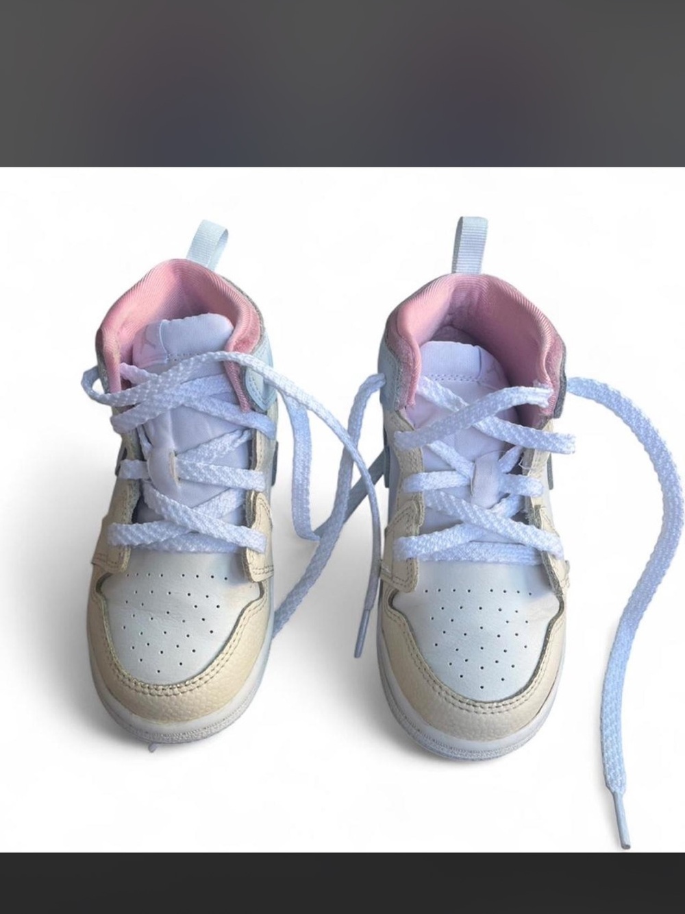 Jordan Kids White and Pink High-Top Sneakers